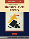 Introduction to Statistical Field Theory Introduction to Statistical Field Theory